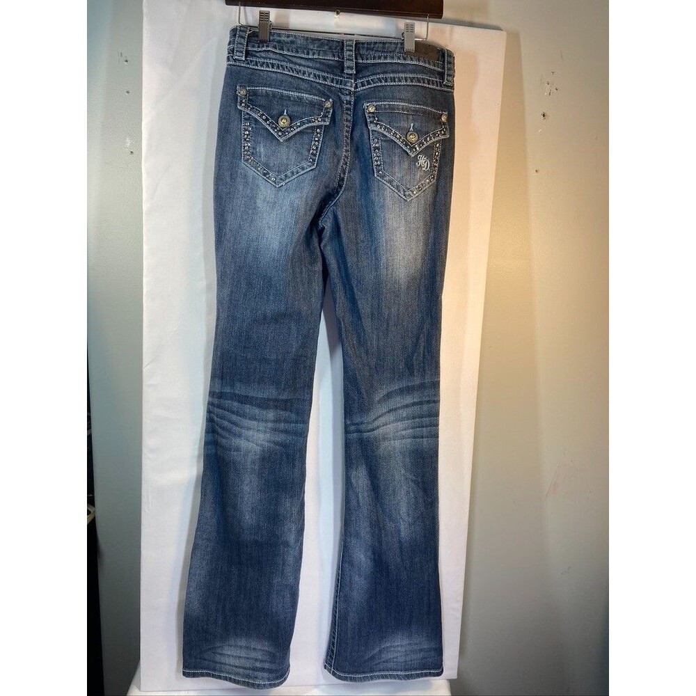 HARLEY DAVIDSON WOMENS SZ 6 TALL RHINESTONE BLUE JEANS 34 INSEAM BOOTCUT - Picture 3 of 4
